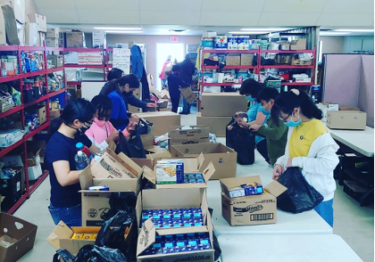 Volunteers at the food pantry